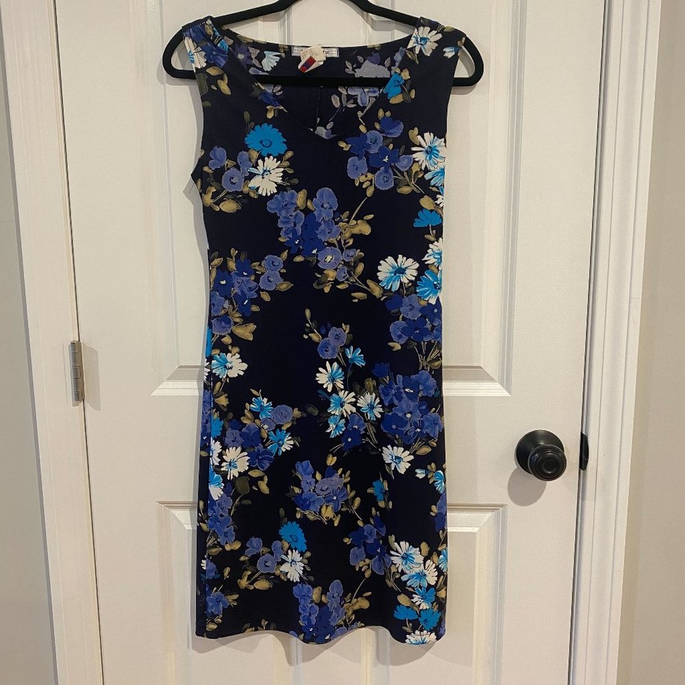 Vintage La Belle Navy Floral Print Dress - Size‎ Medium